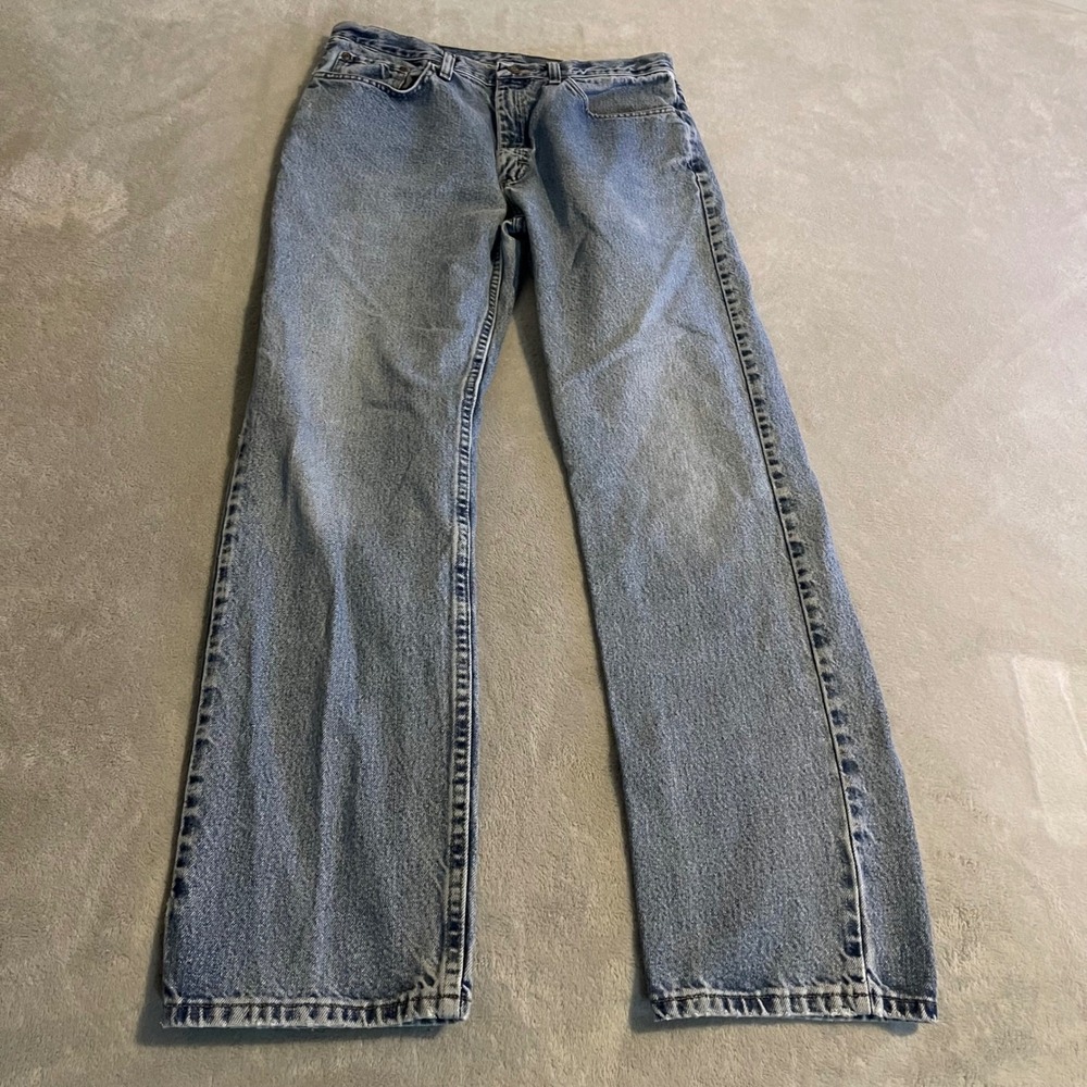 Vintage Wrangler Regular Fit Men Jeans 35x34 Blue Denim‎ Cotton Straight Leg 90s